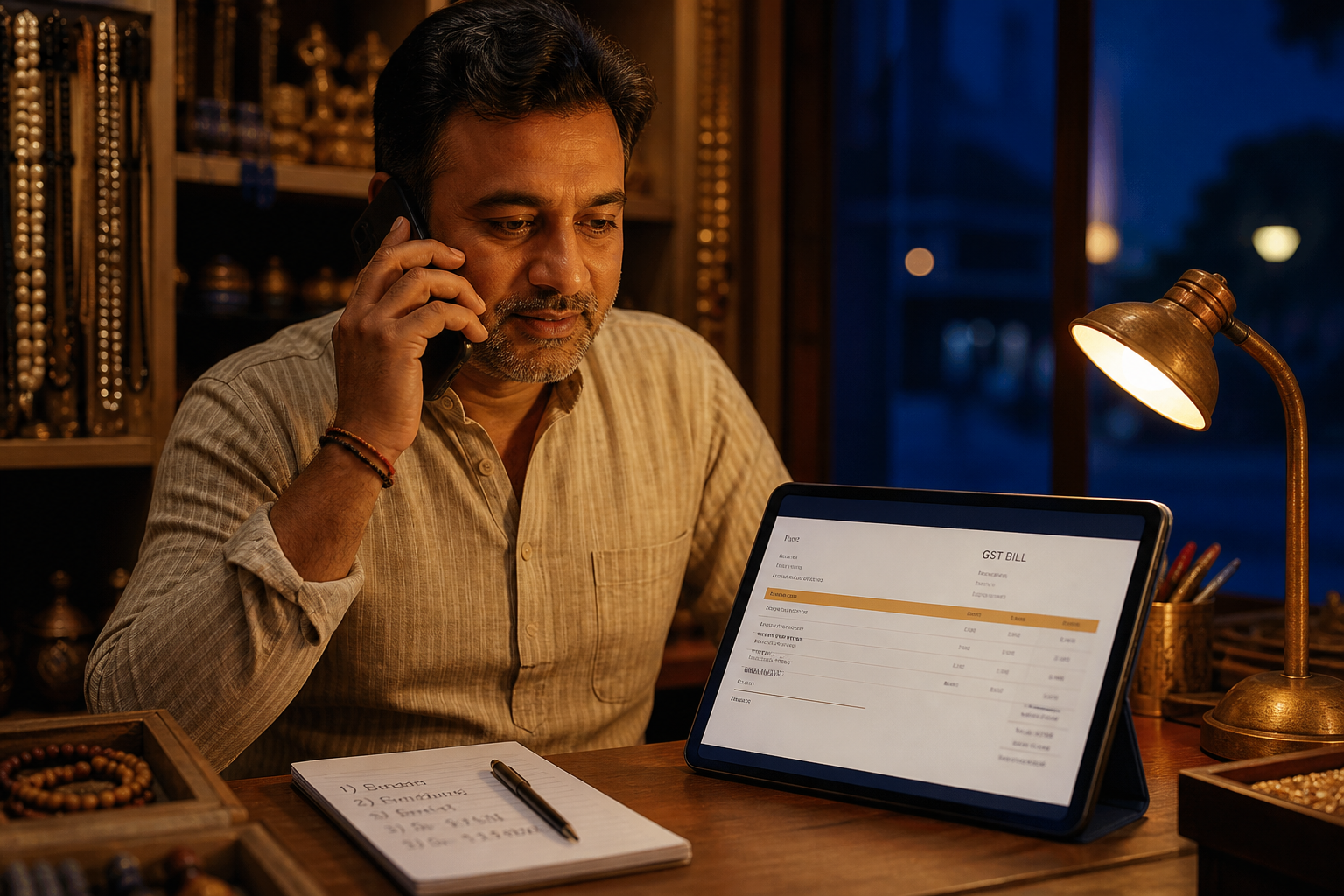 Voice and tablet bill on accessories counter